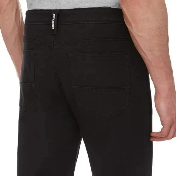 CAT Men's Straight Leg Fleece Lined Stretch Canvas Work Pants Black 38 x 32 NWT - Picture 6 of 7